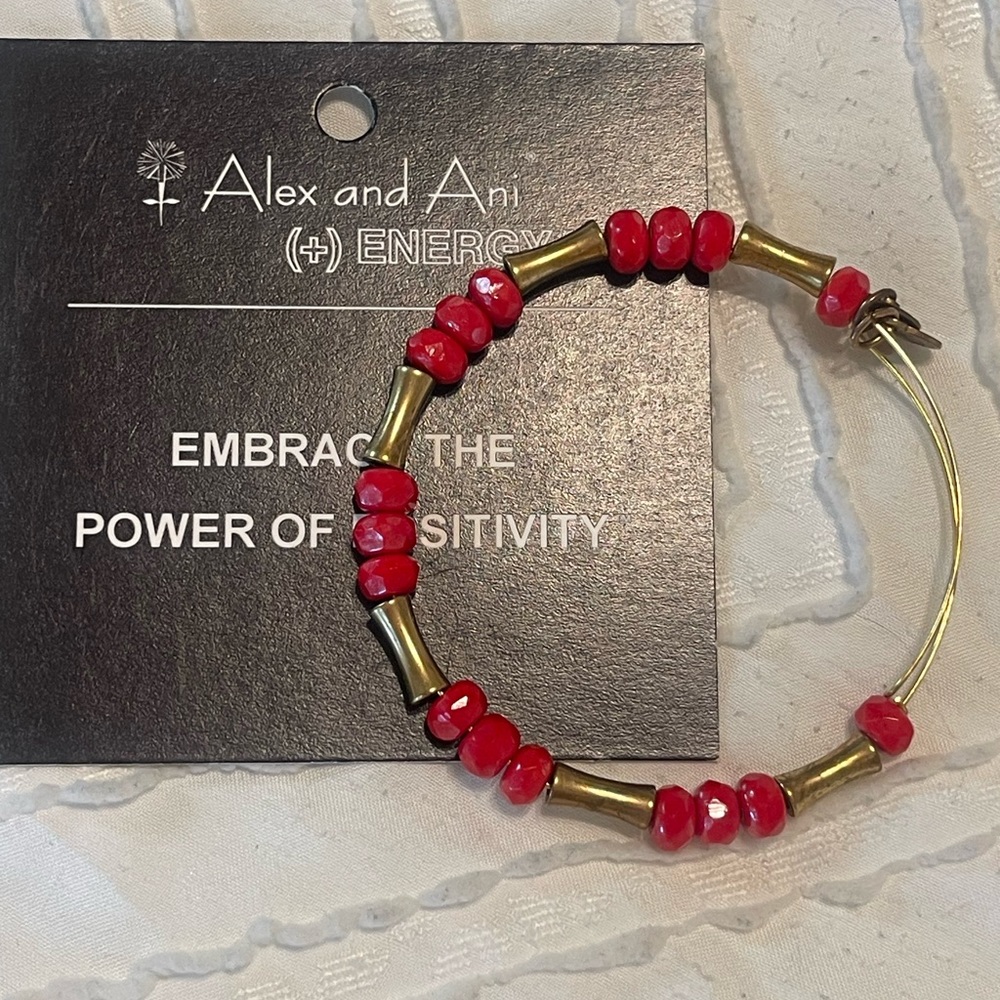Alex and Ani coral and gold bracelet